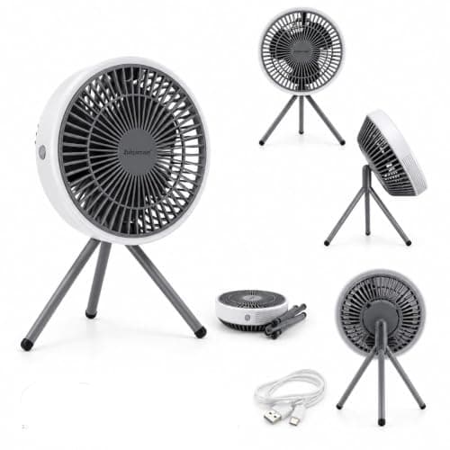A2Z 7 Inch USB AC DC Powered Desk Fan With LED Light Portable Cooling Fan