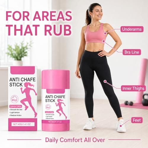 SHEBEEDO 2Pcs Anti Chafing Cream Stick, Anti Chafe Balm for Thighs, Feet & Underarms, Smooth Anti Friction Stick for Running, Cycling, Walking & Daily Skin Comfort, 40g*2 — view 5