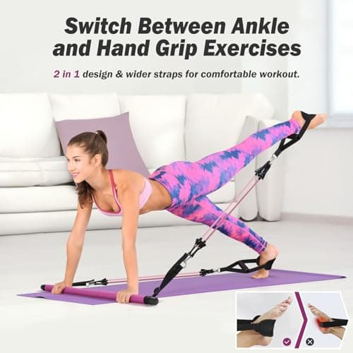 AlongSong Pilates Equipment, Resistance Band Set Men Women with Pilates Bar — view 6