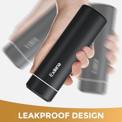【Upgraded】 Exllena Small Water Bottle 350ml– Mini Flask for Hot & Cold Drinks, Perfect Small Insulated Water Bottle for School, Travel, Milk, Coffee... (Black) — view 4