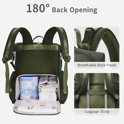 CEI-CEI Neoprene Nappy Changing Bag Backpack with Insulated Pockets Large Newborn Baby Maternity Bags Waterproof Travel Tote for Mom Dad with Changing Pad — view 4