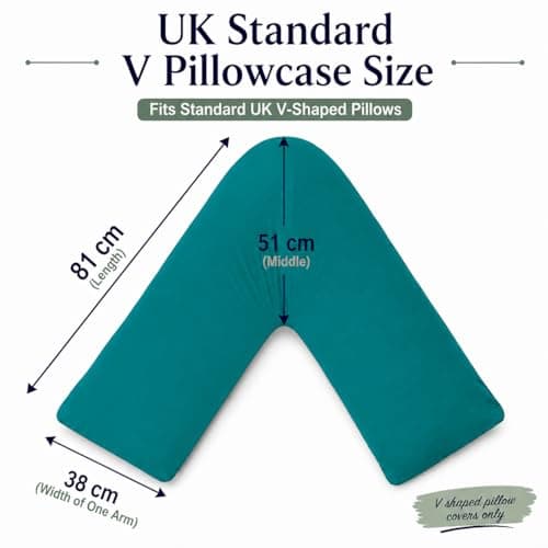 URBAN GROOVE V Shaped Pillowcase Cover Plain Polycotton Back & Neck Support Orthopaedic/Pregnancy/Nursing Pillow Case Cover with Envelope Closure Teal — view 2