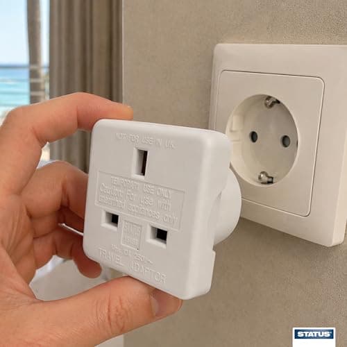 STATUS UK to EU Adapter, England European Socket 3 Pin to 2 Pin Plug, Travel Adaptor 10 amp, Pack of 2,(SEUROAB2PK4) — view 6