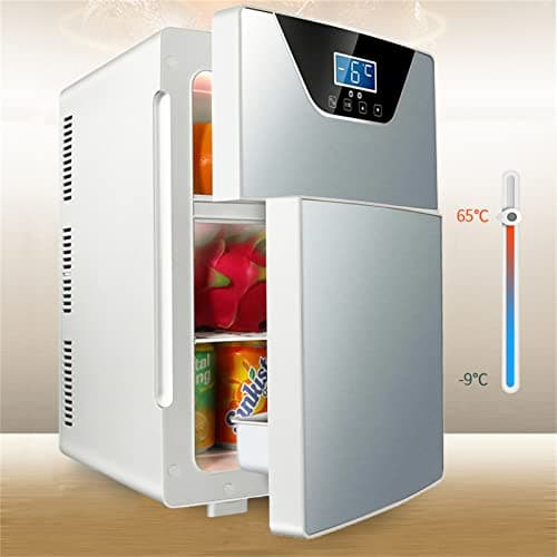 YINO 20L Car Refrigerator 12/24V Car Fridge, Portable Car Fridges Freezer, Mini Fridge Electric Cooler Box for Camping, Road Trip, Picnic, Household (Silver, Double Door) — view 2