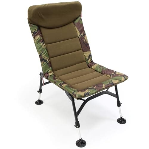 DNA Leisure Carp Fishing Chair, High Back Padded, Adjustable Mud Feet, Camo Design, Camping Festival — view 4
