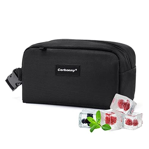 Cerbonny Small Cool Bag, Small Lunch Bag Built-in Ice Packs, Black