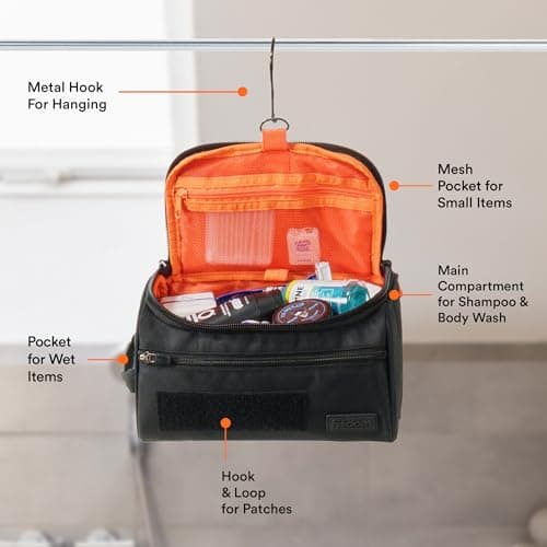 Fitdom Hanging Compact Toiletry Bag Tactical Dopp Kit Case for Men. Perfect for Travel & Storage. Fits Large & Small Cosmetic Makeup, Clipper, Toothbrush, Shower, Shaving & Grooming Care Organizer — view 3