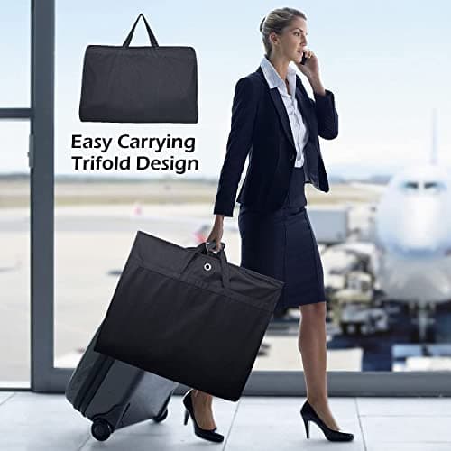 MISSLO 43" Gusseted Garment Bag Cover Breathable Suit Bag for Men Women Travel Hanging Dress Clothes Carrier with Two Mesh Storage Pockets, Black — view 2