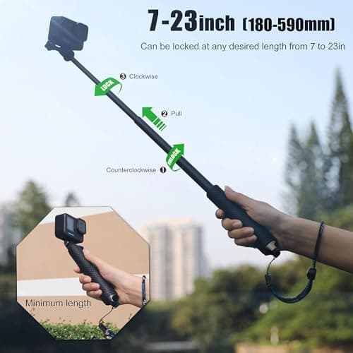SOONSUN Waterproof Selfie Stick, Short Extension Pole for GoPro Cameras — view 3