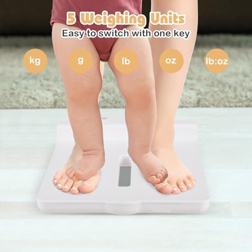 COSTWAY Baby Scale, Universal Digital Weighing Scale with Detachable Tray, Tare and Auto Lock Function, Height Measurement, for Infant, Toddler, Adult, Pets, Up to 150 kg (73 x 32cm) — view 3