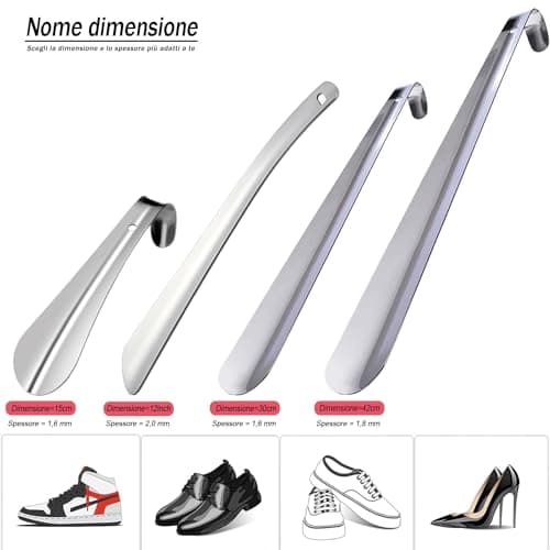 ACEBON Metal Shoe Horn Long Handle, Portable 16" Long ShoeHorn, Easy to Take for Travel Use, Stainless Steel Shoe Helper Stick for Women, Men, Kids, Seniors, Elderly, Disabled — view 2