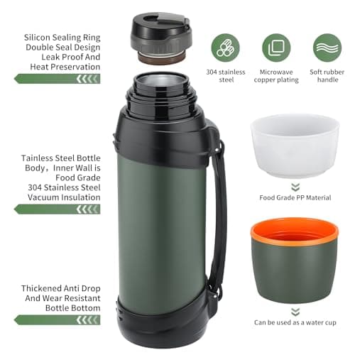 Olerd Large Flask - 2.5l Stainless Steel Insulated Bottle for Travel with BPA Free Cup - Oversized Vacuum Bottle — view 3