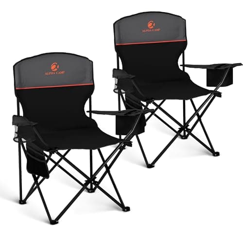 LET'S CAMP Set of 2 Camping Chairs for Adults Supports 120kg Black