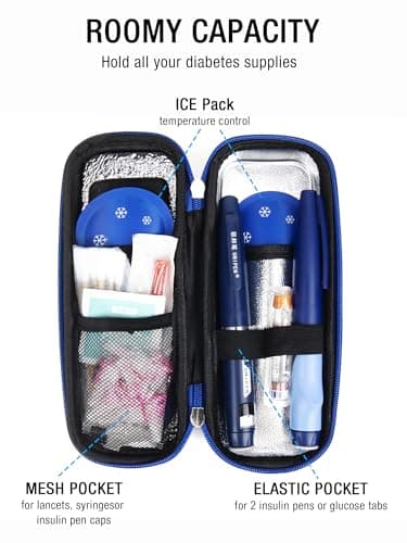 Leng Ke Insulin Cooler Travel Case TSA Approved, Temperature Display Peptide Case, Portable Insulin Pen Cooler Travel Case for Ice Pack, Travel Diabetic Supplies (Blue) — view 5