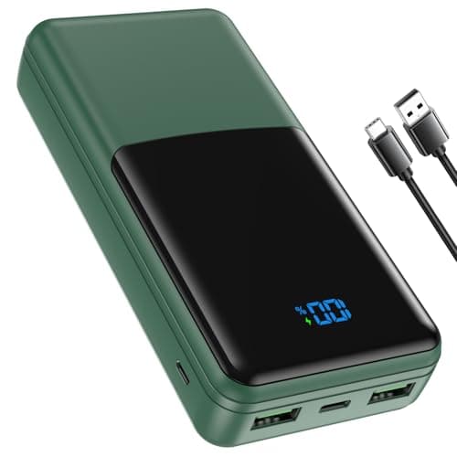 Coblob Power Bank 27000mah, Powerbank Fast Charging with Usb C, External Battery Pack, Mobile Phone Portable Charger with LED Display, USB C Charging Bank with 3 Outputs & 2 Inputs (Green)