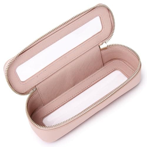 Pinkmik Makeup Brush Bag Slim Clear Makeup Bag Transparent Travel Cosmetic Case & Toiletry Bag with Zipper Small Beatuy Makeup Bag Purse Organizer for Women, Pink, SLIM-3, Makeup Brush Case