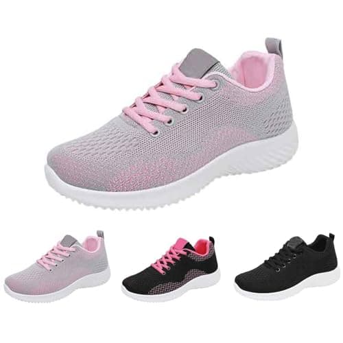 Womens Walking Trainers Breathable Lightweight Non Slip Sports Shoes Black — view 5