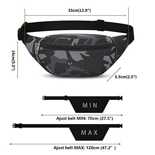 Bumbags and Fanny Packs for Men Women Hiking Running Travel Waterproof Waist Bag Walking Dog Outdoor Sport for Ladies Boys — view 5