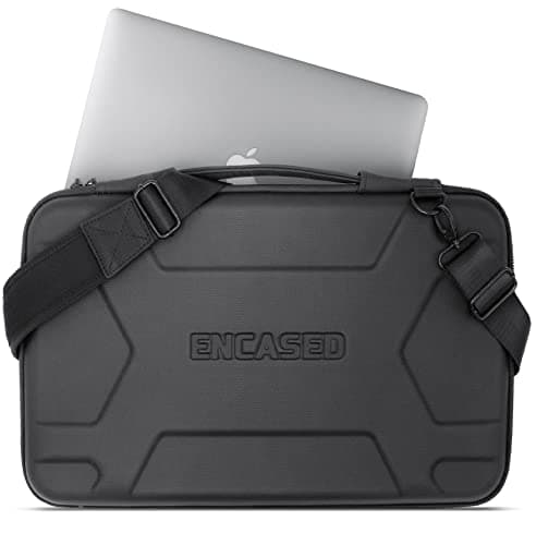 ENCASED Hard Case Laptop Travel Bag for 13” and 14” inch Computers/MacBooks with Luggage Sleeve - Carrying Handle, Padded Shoulder Strap (Black), Black — view 4