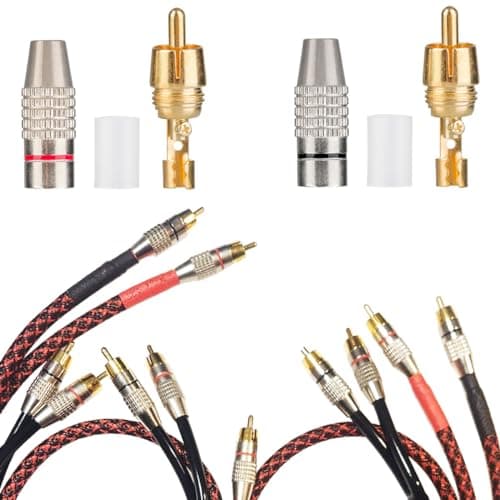 Elechood 20Pack RCA Male Plug Solder, Gold Audio Video Cable Adapter Connector for Speaker Wire Wall Plate Home Theater Audio Video Receiver Amplifiers and Sound Systems — view 6