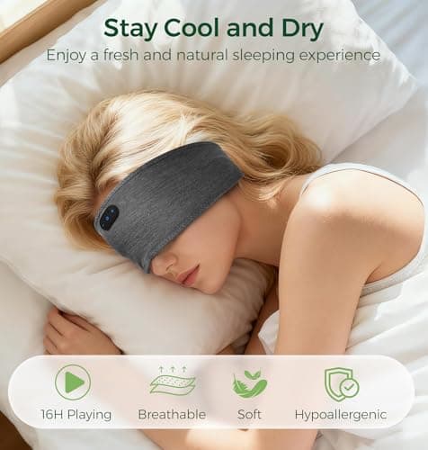 MUSICOZY Sleep Headphones Bamboo Cotton Headband Cool for Side Sleepers — view 3