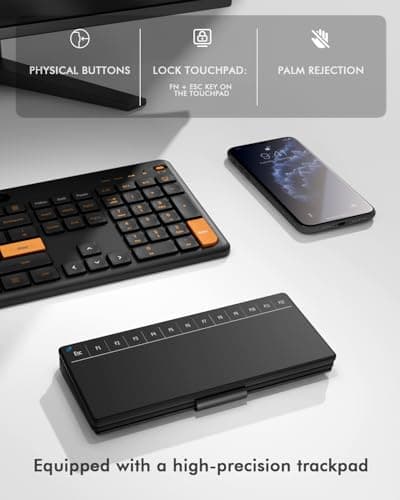 Doohoeek Foldable Bluetooth Keyboard with Touchpad, Pocket Size Portable Mini Wireless Keyboard for iPhone iPad Mini Samsung Z Fold, Dual Bluetooth Travel Keyboard for iOS/Android/Windows — view 4