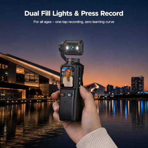 CAMWORLD 2K Vlogging Camera with True 180° Vertical & Horizontal Rotating Lens, Handheld Pocket Camera, 7H Battery, WiFi App, 1.69" Screen, 32GB SD Card for YouTube, TikTok, Travel & Content Creators — view 6