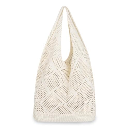 loacuony Beach Bag,Beach Bags For Women,Crochet Beach Bag- Woven Mesh Summer Tote With Shoulder Strap, Lightweight Vacation Handbag For Tropical Holidays & Shopping