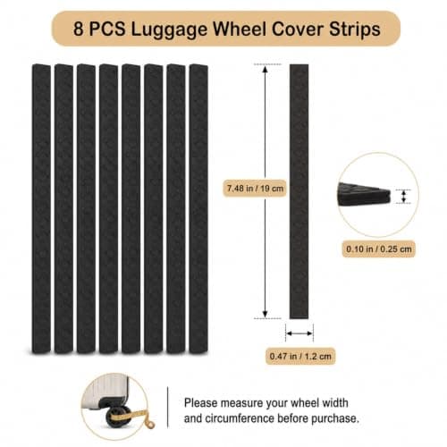 Wjelet 8 Pcs Suitcase Wheel Protectors, Silicone Suitcase Wheel Covers, Silent Luggage Wheels Protector Covers Black — view 2