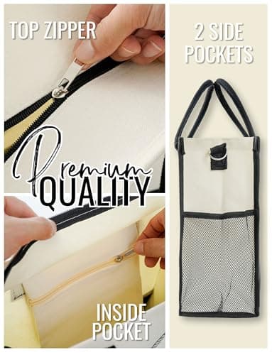 INNObeta Grandma Gifts Tote Bag, Important Grandma Stuff Bag with Top Zipper Closure Shoulder Strap for Birthday, Mother's Day, Christmas — view 3