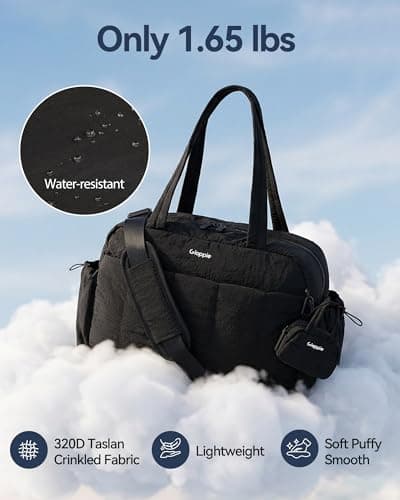 Gloppie Gym Bag for Women Men, Travel Bag for Weekend Overnight with Wet Pocket, Underseat Cabin Bag for EasyJet, Carry on for Ryanair & Trolley Sleeve & Headphone Pouch, Black — view 6