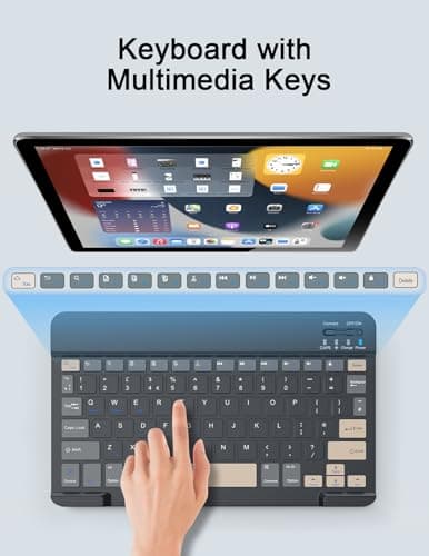 SOPPY Rechargeable Bluetooth Keyboard with Wireless Mouse, Black & Grey — view 6