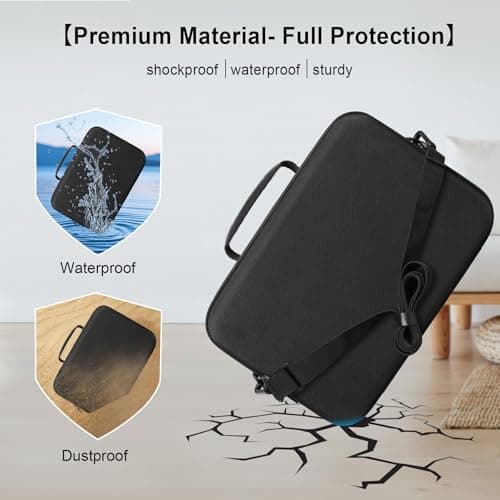 Elonbo Carrying Case for Canon EOS 2000D/4000D/R50/R6 Mark II/R100/R8/R10/ Sony Alpha 7 III /7 IV/a6400/ZV-E10/Panasonic Lumix FZ82D Camera, Hard Travel Bag for Lens and Tripod, Black+Shoulder Strap — view 6