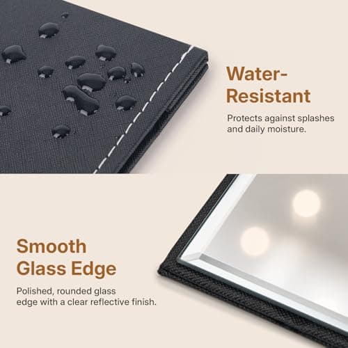OWLKELA 21x15cm Portable Folding Mirror, PU Leather, Black HD — view 4