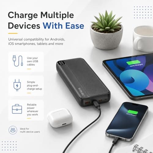 SilverLabel 20,000mAh Power Bank - Black Universal Portable Power Bank with USB Output for Emergency Charging of Phones and Other Devices — view 5