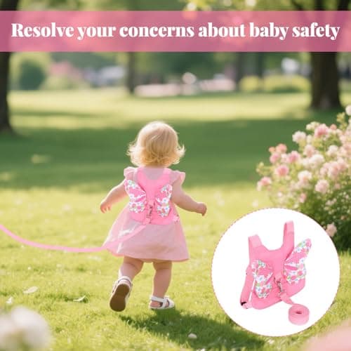 Toddler Leash Harness,Reins for Toddlers Girls,3-in-1 Backpack Leash for Toddlers,Butterfly Wings Design Toddler Reins for Walking 1-3 Years,Adjustable Safety Child Reins for Walking,1-6 Years (Pink) — view 6