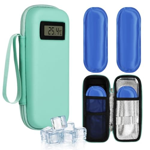 Fefod Insulin Cooler Travel Case with Temperature Display, TSA Approved Refrigerated Medicine Cooler for Travel, Insulin Pen Case with 2 Reusable Ice Packs, Diabetic Small Storage Travel Pack