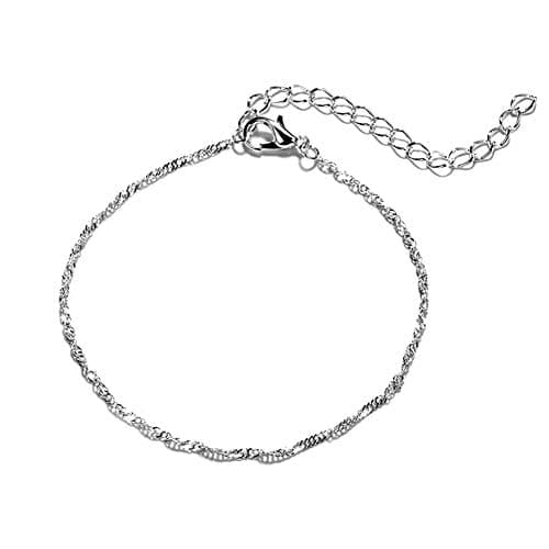 GREENLANS Fashion Anklets, Summer Beach Moon Sandals Barefoot Ankle Bracelet 4Pcs/Set, Birthday Christmas Valentines Day Decor Gift Silver — view 4