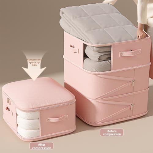Self Compression Storage Bag Large Capacity Space Saver(Beige 3-tier) — view 2