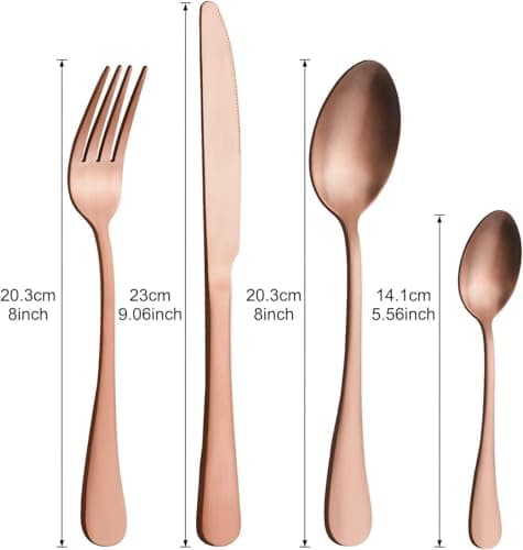 Cutlery Set, BEWOS 16-Piece Stainless Steel Flatware Set, Tableware Silverware Set with Matt Rose Gold Spoon Knife and Fork Set, Service for 4, Dishwasher Safe/Easy Clean — view 2