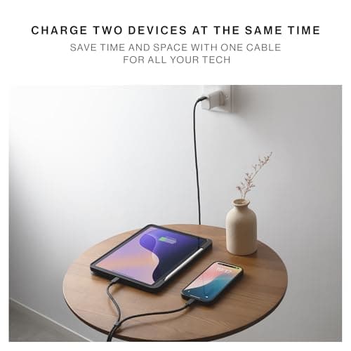 Native Union Belt Cable 2-in-1 – 2m/6.5ft Multi-Device High Speed Charging Cable with Leather Strap for all Type-C Devices – 140W USB-C to two USB-C Connectors – Made with Recycled Materials (Cosmos) — view 2