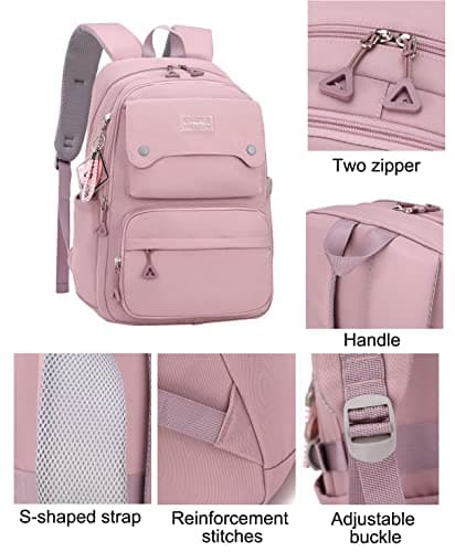 SellerFun Teen Girls Casual Backpack High Middle School Daypack Women Daily Travel Laptop Bag(A Black,29 Liters) — view 4