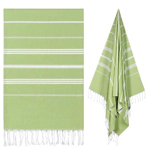 Ouxiaobai Turkish Beach Towel Oversized - 40"x70" Quick Dry Sand Free Thin Beach Towels for Adults, Extra Large Lightweigh Travel Towel(Apple Green)
