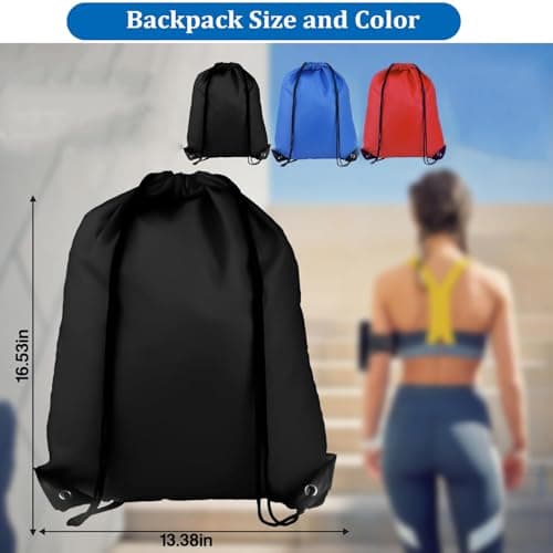 qisheng Drawstring Gym Bag String Bags Gym Sack Backpack PE Bags for Women Men, Trainer Swimming Bag Travel Beach School Holidays Suitable for Sports,Boys,Girls - Red — view 2