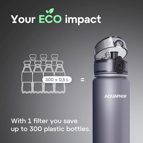 AQUAPHOR City Bottle 500ml Grey I Bottle with water filter for travel I Filter with activated carbon I Filters chlorine I Made of Tritan & BPA-free — view 5