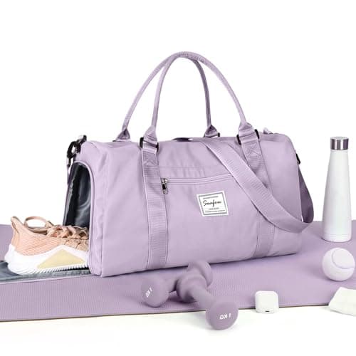 HYC00 Gym Bags Women Men Sports Duffle Bag with Shoes Compartment & Wet Pocket, Travel Duffel Bags for Women Large Weekend Overnight Holdall for Hospital Swimming Carry on Hand Luggage Bag, Purple