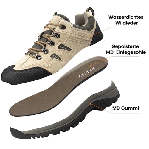 CC-Los Men's Waterproof Lightweight Walking Shoes Non-Slip Hiking Tan Size 8 — view 6