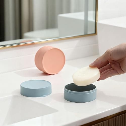 QQdou Travel Soap Case Soap Box with Lid, Creative, Portable, Soap bar Box Container Holder Dish, for Shower Travel Hiking Bathroom School Gym, 2PCS(One Large Coral Orange + One Small Coral Orange) — view 3