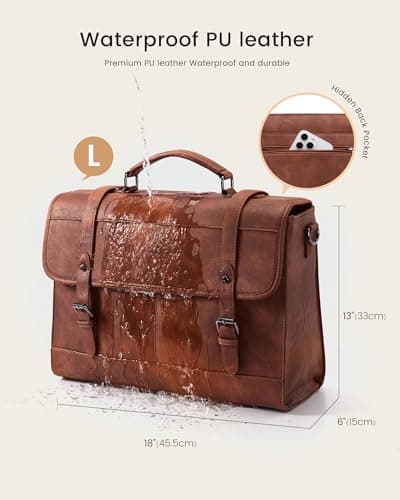 LOVEVOOK Messenger Bag Laptop Bag, 17.3 Inch Leather Vintage Briefcase for Men, Classic Shoulder Satchel Bag with Buckle Closure for Work Office Business College — view 4