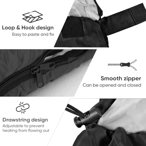 Sleeping Bag for Adults & Kids, 3‑4 Season Cold Weather Camping with Carry Bag, Portable Lightweight Warm for Camping, Hiking, Backpacking & Festival (Black) — view 3